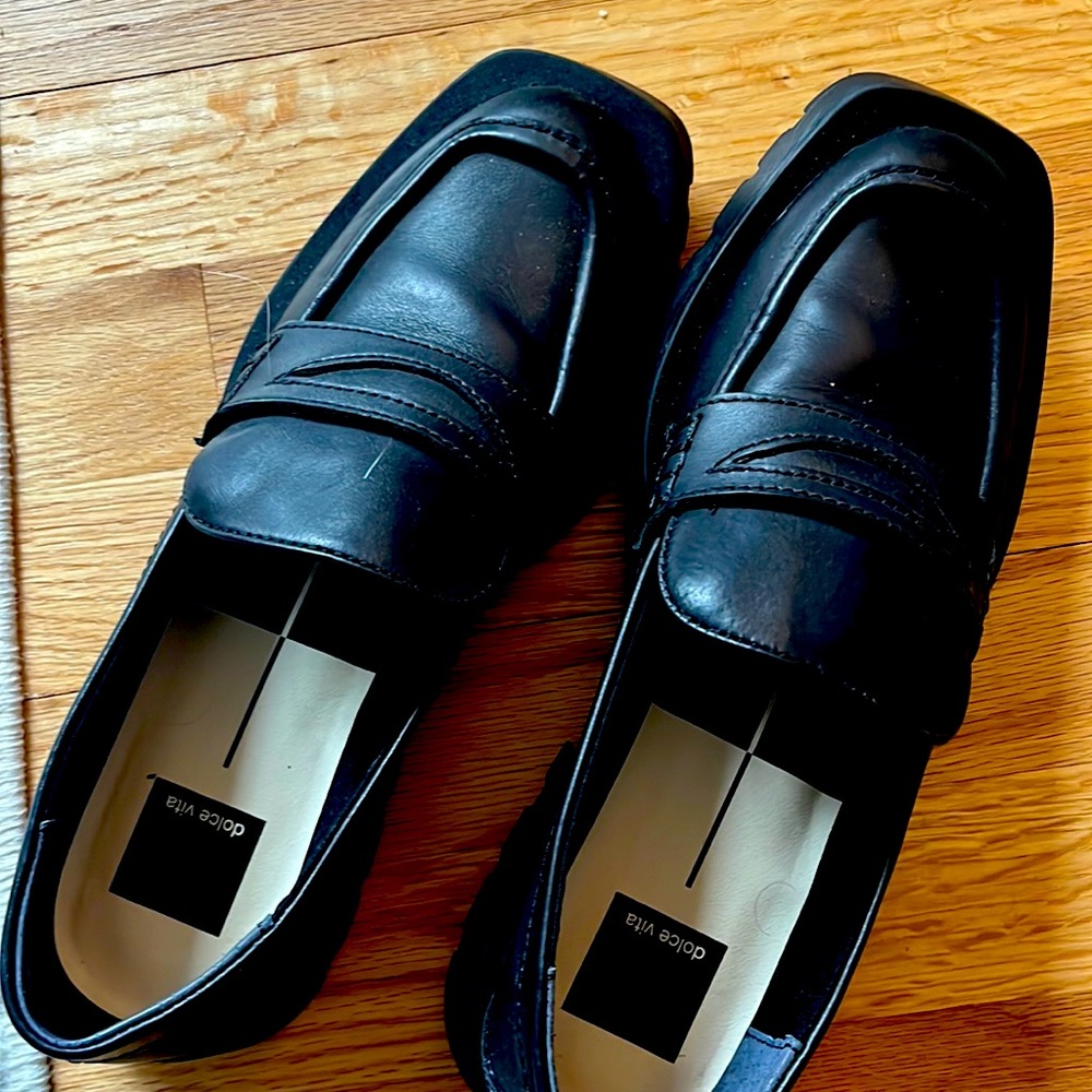 Dolce Vita Black Leather Penny Loafers